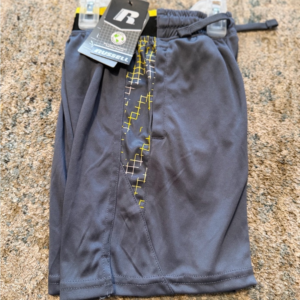 Russell Athletic Gray Shorts with Yellow Accent